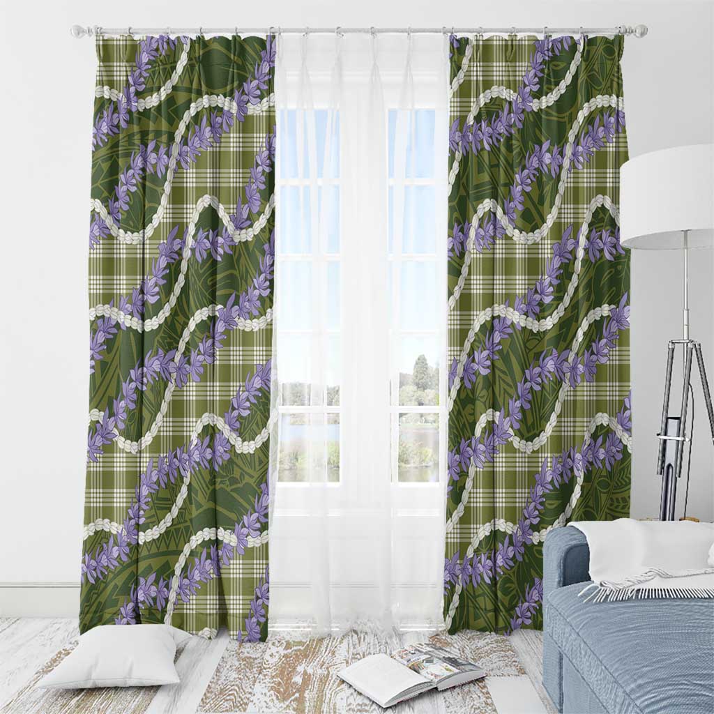 Green Hawaii Palaka Honohono Pikake Window Curtain Hawaiian Orchid Lei Polynesian Pattern LT14 - Polynesian Pride