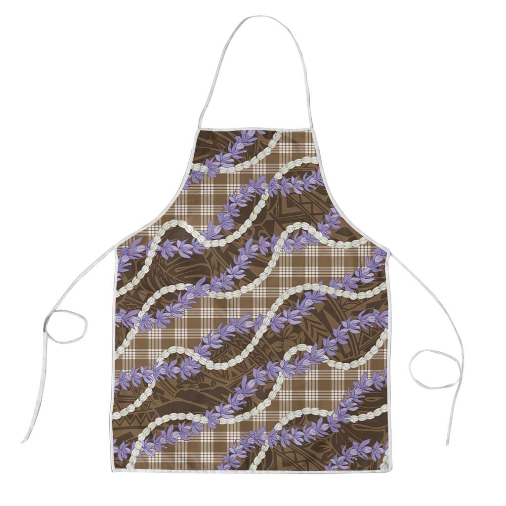 Brown Hawaii Palaka Honohono Pikake Apron Hawaiian Orchid Lei Polynesian Pattern LT14 Brown - Polynesian Pride