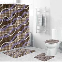 Brown Hawaii Palaka Honohono Pikake Bathroom Set Hawaiian Orchid Lei Polynesian Pattern LT14 Bathroom Set (4 pcs) Brown - Polynesian Pride