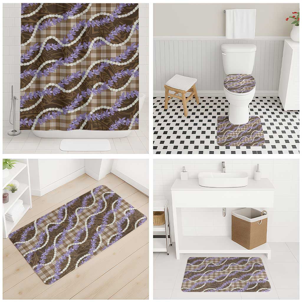 Brown Hawaii Palaka Honohono Pikake Bathroom Set Hawaiian Orchid Lei Polynesian Pattern LT14 - Polynesian Pride