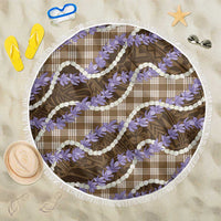 Brown Hawaii Palaka Honohono Pikake Beach Blanket Hawaiian Orchid Lei Polynesian Pattern LT14 One Size 150cm Brown - Polynesian Pride