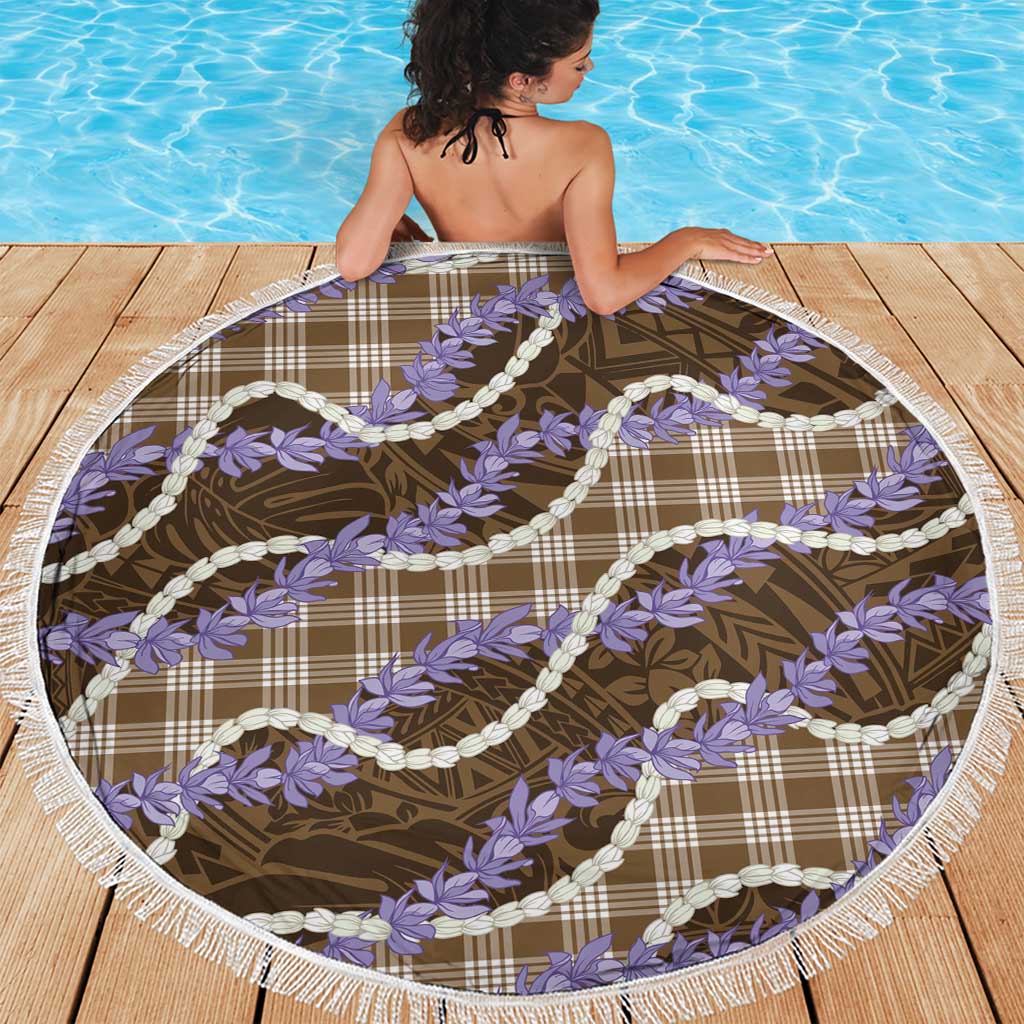Brown Hawaii Palaka Honohono Pikake Beach Blanket Hawaiian Orchid Lei Polynesian Pattern LT14 - Polynesian Pride