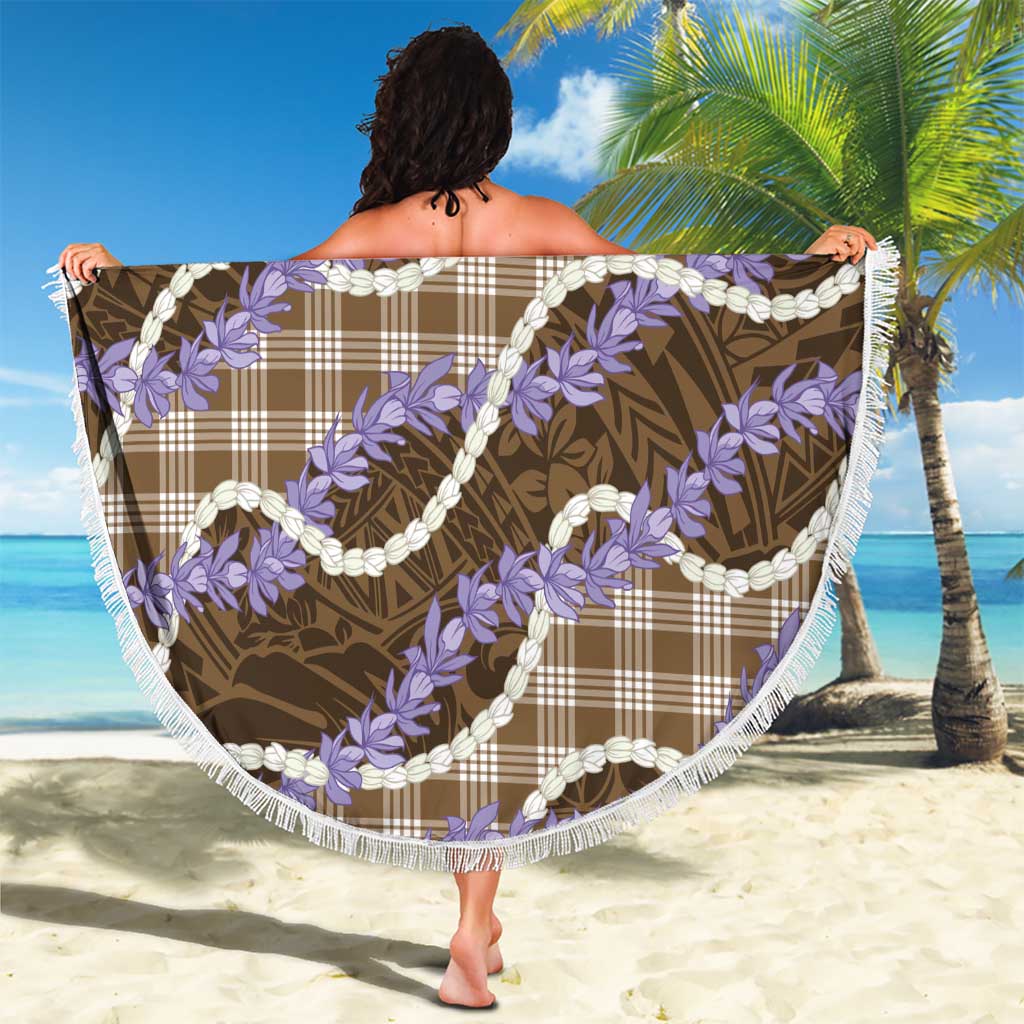 Brown Hawaii Palaka Honohono Pikake Beach Blanket Hawaiian Orchid Lei Polynesian Pattern LT14 - Polynesian Pride