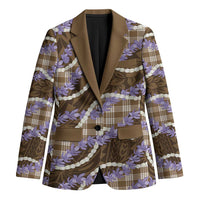 Brown Hawaii Palaka Honohono Pikake Blazer Hawaiian Orchid Lei Polynesian Pattern LT14 Unisex Brown - Polynesian Pride