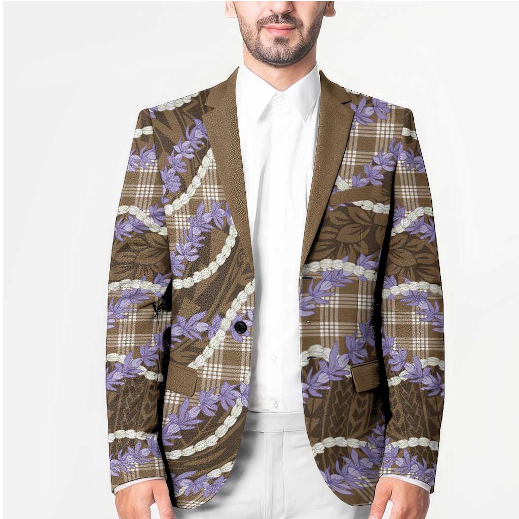 Brown Hawaii Palaka Honohono Pikake Blazer Hawaiian Orchid Lei Polynesian Pattern LT14 - Polynesian Pride