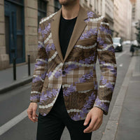 Brown Hawaii Palaka Honohono Pikake Blazer Hawaiian Orchid Lei Polynesian Pattern LT14 - Polynesian Pride