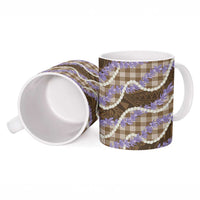 Brown Hawaii Palaka Honohono Pikake Ceramic Mug Hawaiian Orchid Lei Polynesian Pattern LT14 - Polynesian Pride