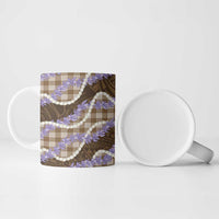 Brown Hawaii Palaka Honohono Pikake Ceramic Mug Hawaiian Orchid Lei Polynesian Pattern LT14 - Polynesian Pride