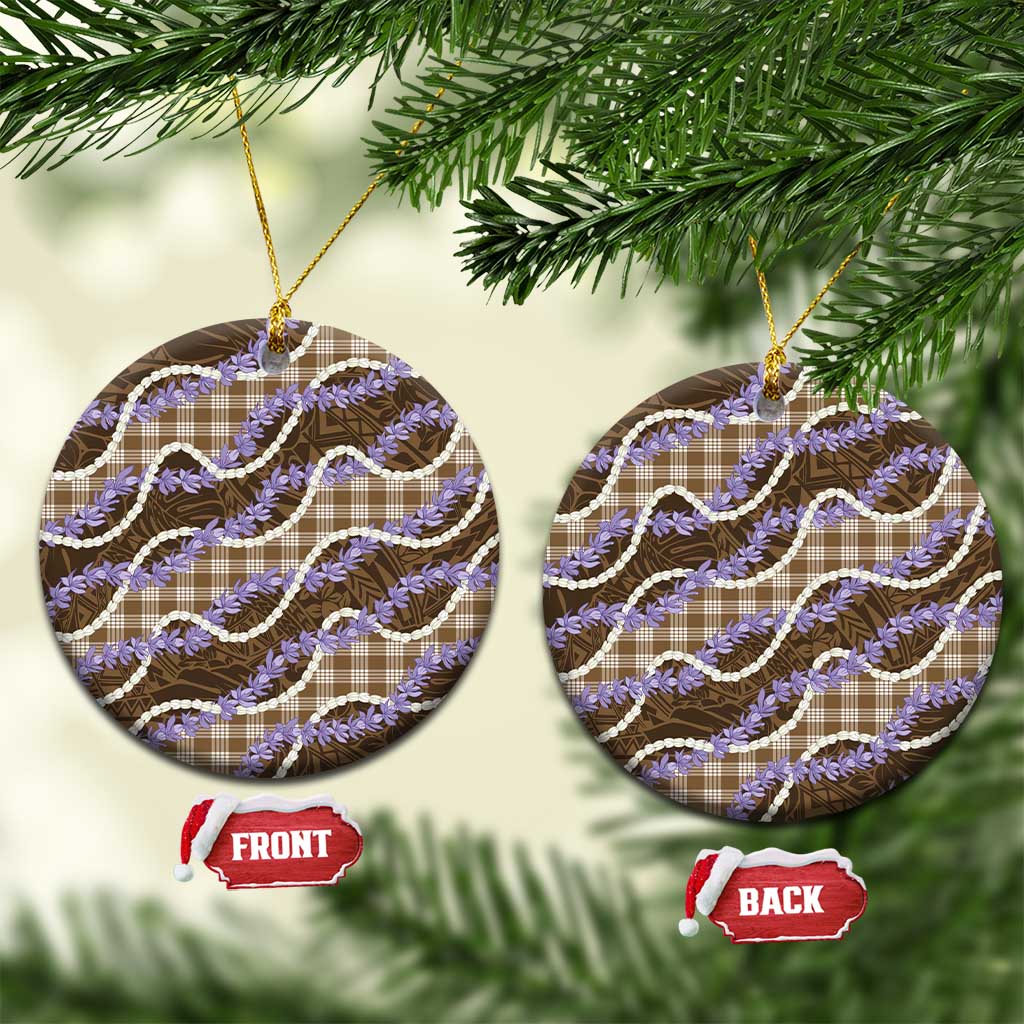 Brown Hawaii Palaka Honohono Pikake Ceramic Ornament Hawaiian Orchid Lei Polynesian Pattern LT14 Circle Brown - Polynesian Pride