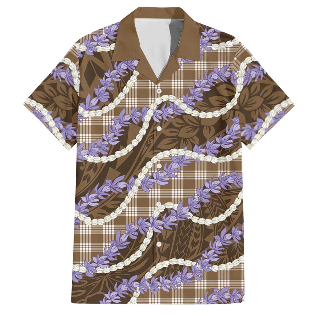 Brown Hawaii Palaka Honohono Pikake Hawaiian Shirt Hawaiian Orchid Lei Polynesian Pattern LT14 Brown - Polynesian Pride