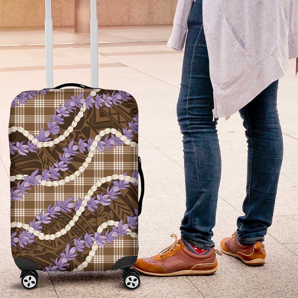 Brown Hawaii Palaka Honohono Pikake Luggage Cover Hawaiian Orchid Lei Polynesian Pattern LT14 Brown - Polynesian Pride