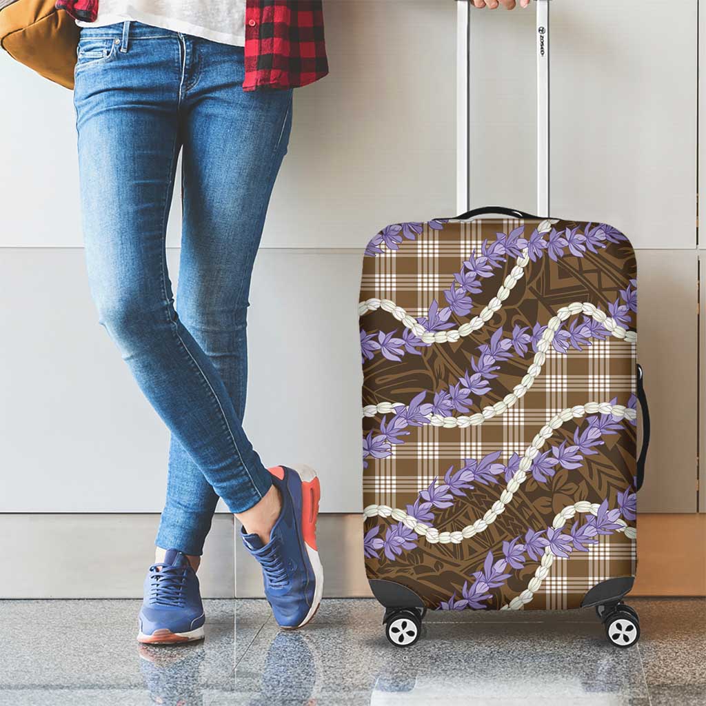 Brown Hawaii Palaka Honohono Pikake Luggage Cover Hawaiian Orchid Lei Polynesian Pattern LT14 - Polynesian Pride