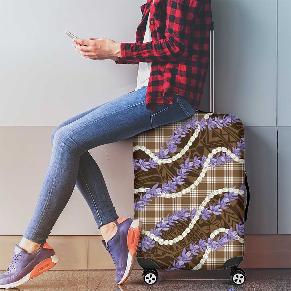 Brown Hawaii Palaka Honohono Pikake Luggage Cover Hawaiian Orchid Lei Polynesian Pattern LT14 - Polynesian Pride