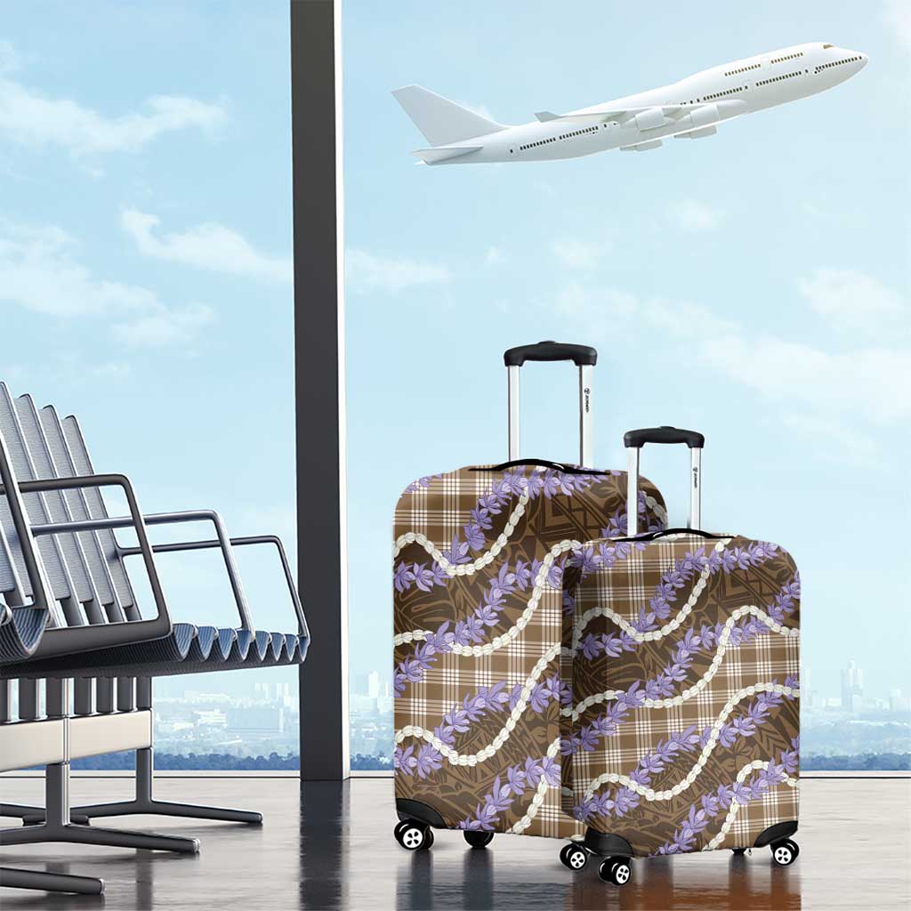 Brown Hawaii Palaka Honohono Pikake Luggage Cover Hawaiian Orchid Lei Polynesian Pattern LT14 - Polynesian Pride