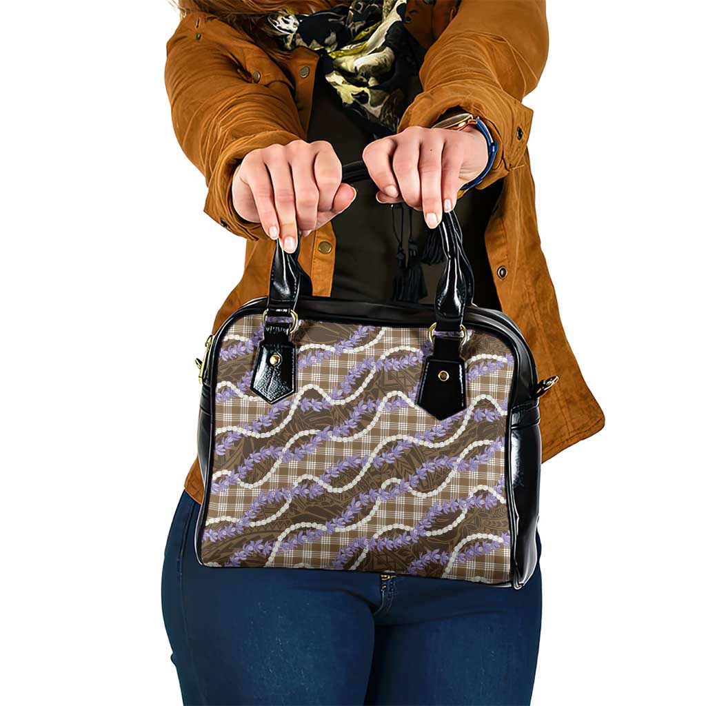 Brown Hawaii Palaka Honohono Pikake Shoulder Handbag Hawaiian Orchid Lei Polynesian Pattern LT14 One Size Brown - Polynesian Pride