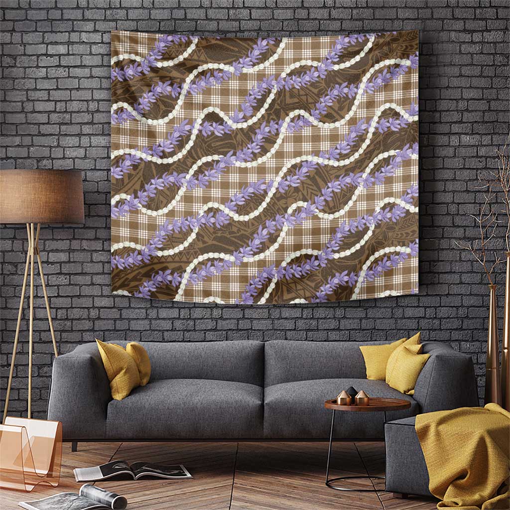 Brown Hawaii Palaka Honohono Pikake Tapestry Hawaiian Orchid Lei Polynesian Pattern LT14 Brown - Polynesian Pride
