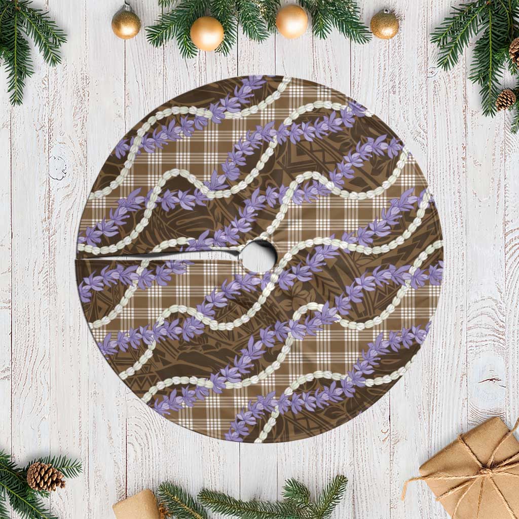 Brown Hawaii Palaka Honohono Pikake Tree Skirt Hawaiian Orchid Lei Polynesian Pattern LT14 Casual Brown - Polynesian Pride