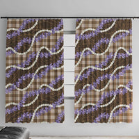 Brown Hawaii Palaka Honohono Pikake Window Curtain Hawaiian Orchid Lei Polynesian Pattern LT14 With Hooks Brown - Polynesian Pride