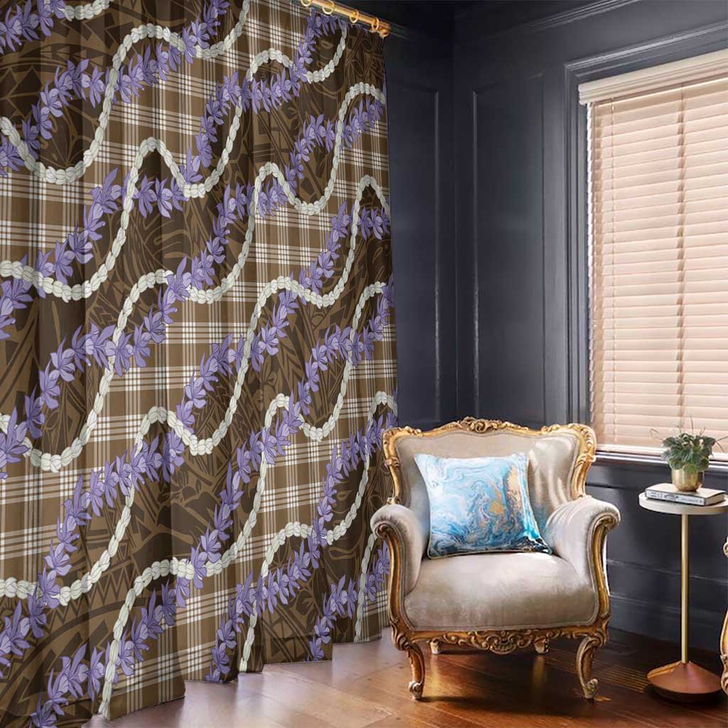 Brown Hawaii Palaka Honohono Pikake Window Curtain Hawaiian Orchid Lei Polynesian Pattern LT14 - Polynesian Pride