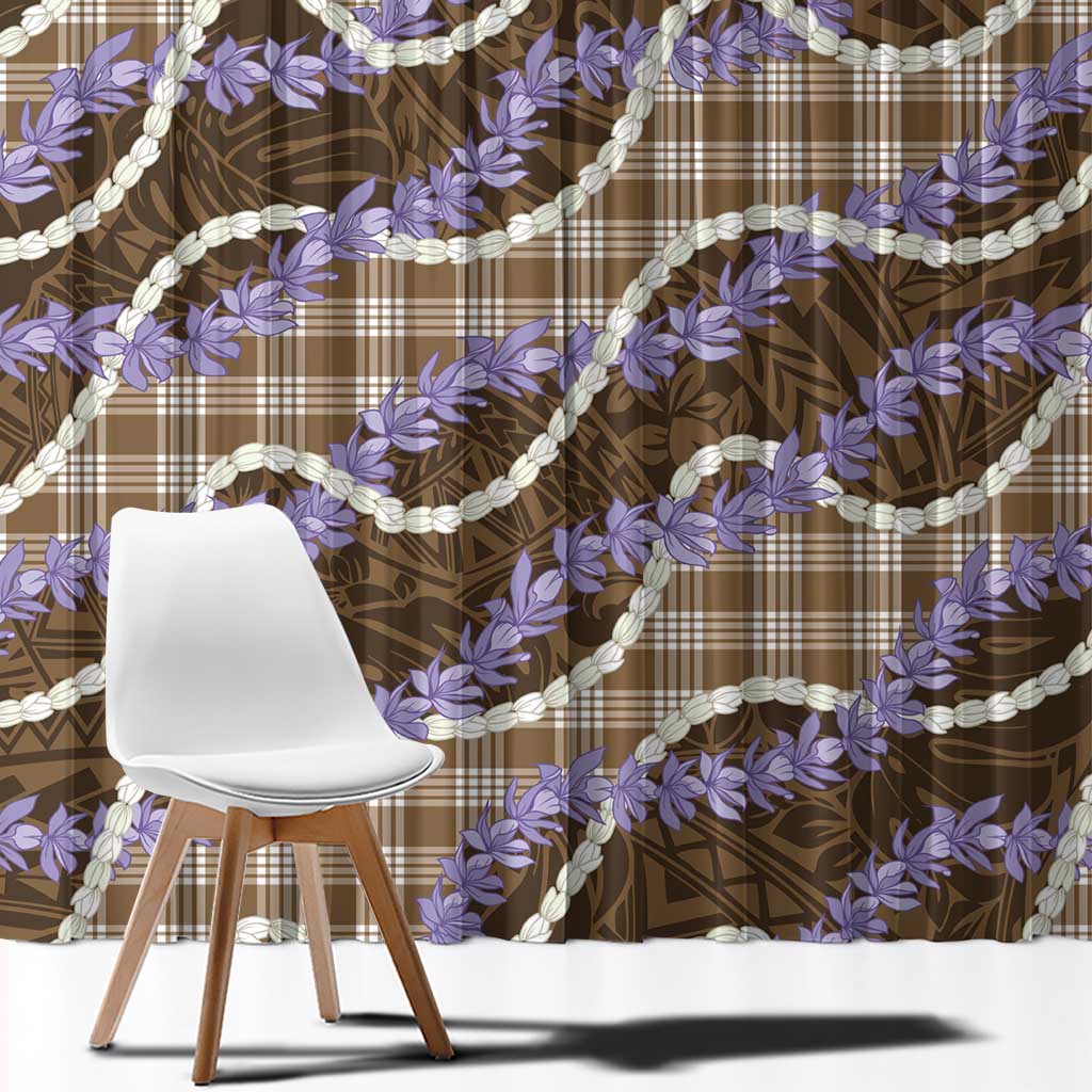 Brown Hawaii Palaka Honohono Pikake Window Curtain Hawaiian Orchid Lei Polynesian Pattern LT14 - Polynesian Pride
