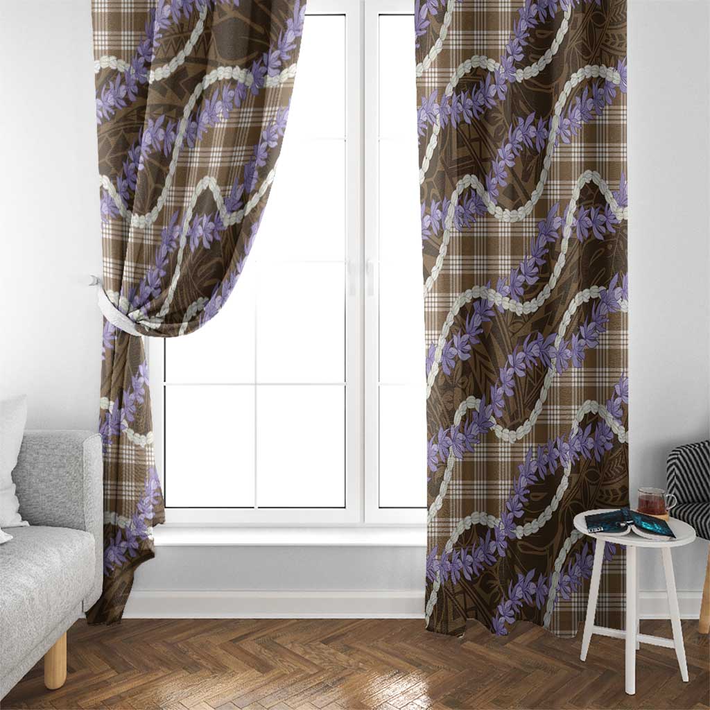 Brown Hawaii Palaka Honohono Pikake Window Curtain Hawaiian Orchid Lei Polynesian Pattern LT14 - Polynesian Pride