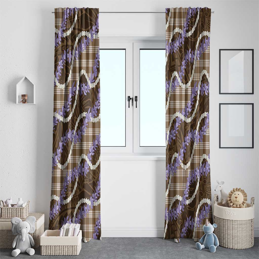 Brown Hawaii Palaka Honohono Pikake Window Curtain Hawaiian Orchid Lei Polynesian Pattern LT14 - Polynesian Pride