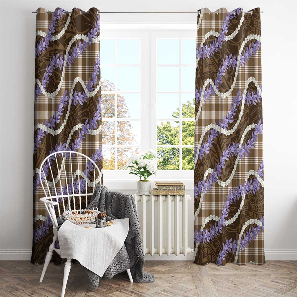 Brown Hawaii Palaka Honohono Pikake Window Curtain Hawaiian Orchid Lei Polynesian Pattern LT14 - Polynesian Pride