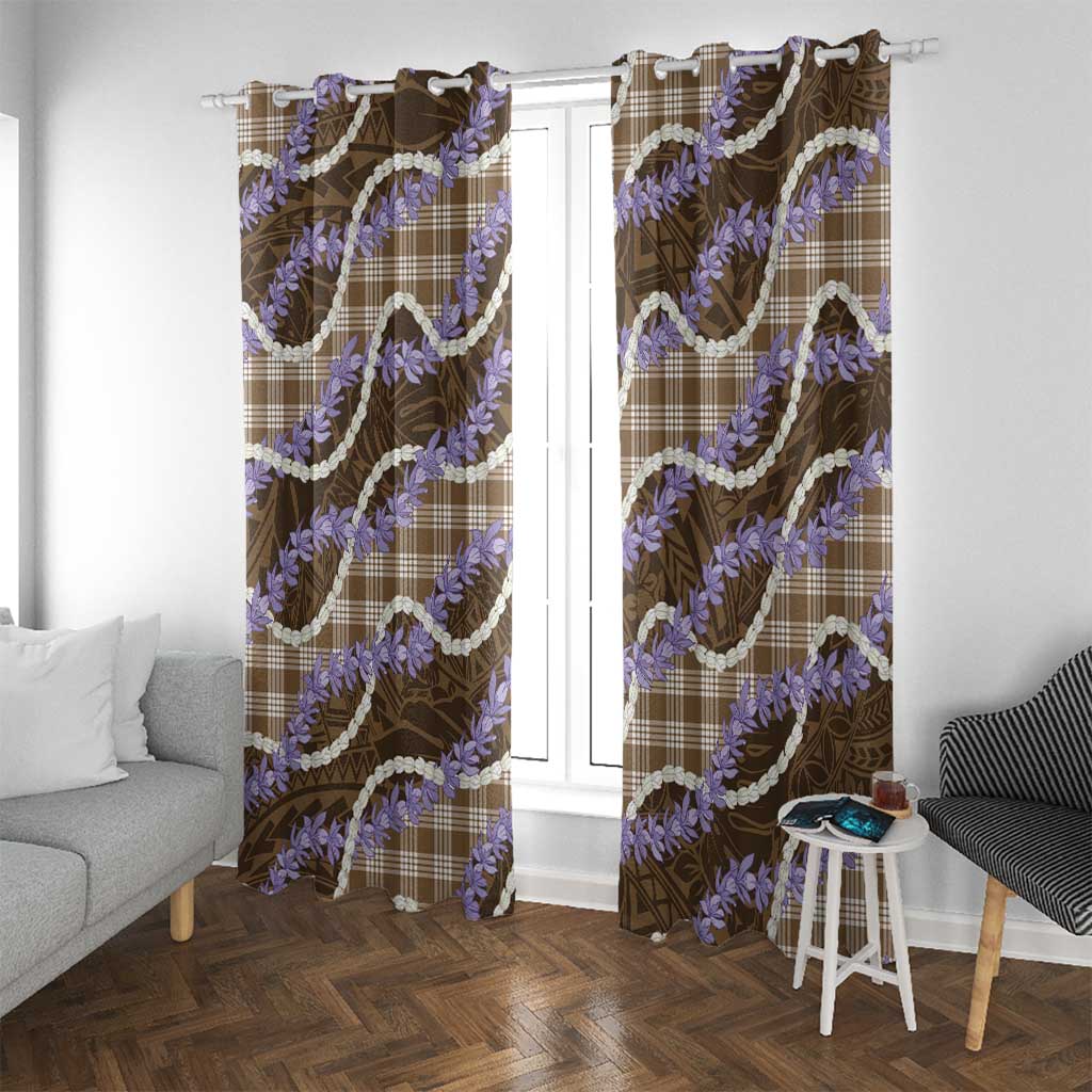 Brown Hawaii Palaka Honohono Pikake Window Curtain Hawaiian Orchid Lei Polynesian Pattern LT14 With Grommets Brown - Polynesian Pride