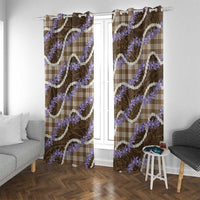Brown Hawaii Palaka Honohono Pikake Window Curtain Hawaiian Orchid Lei Polynesian Pattern LT14 With Grommets Brown - Polynesian Pride