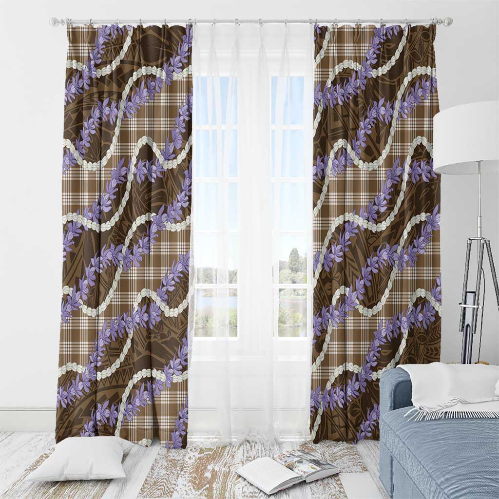 Brown Hawaii Palaka Honohono Pikake Window Curtain Hawaiian Orchid Lei Polynesian Pattern LT14 - Polynesian Pride