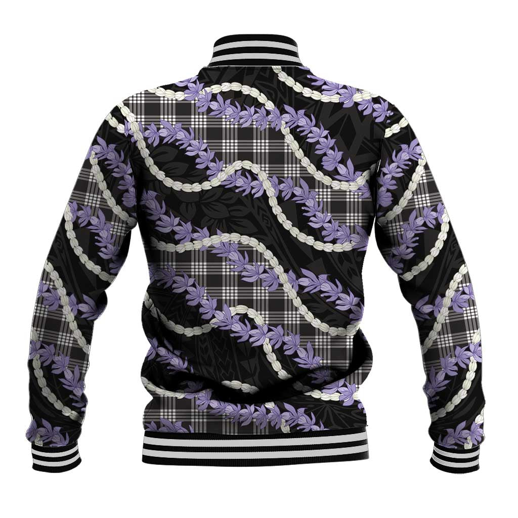 Black Hawaii Palaka Honohono Pikake Baseball Jacket Hawaiian Orchid Lei Polynesian Pattern LT14 - Polynesian Pride