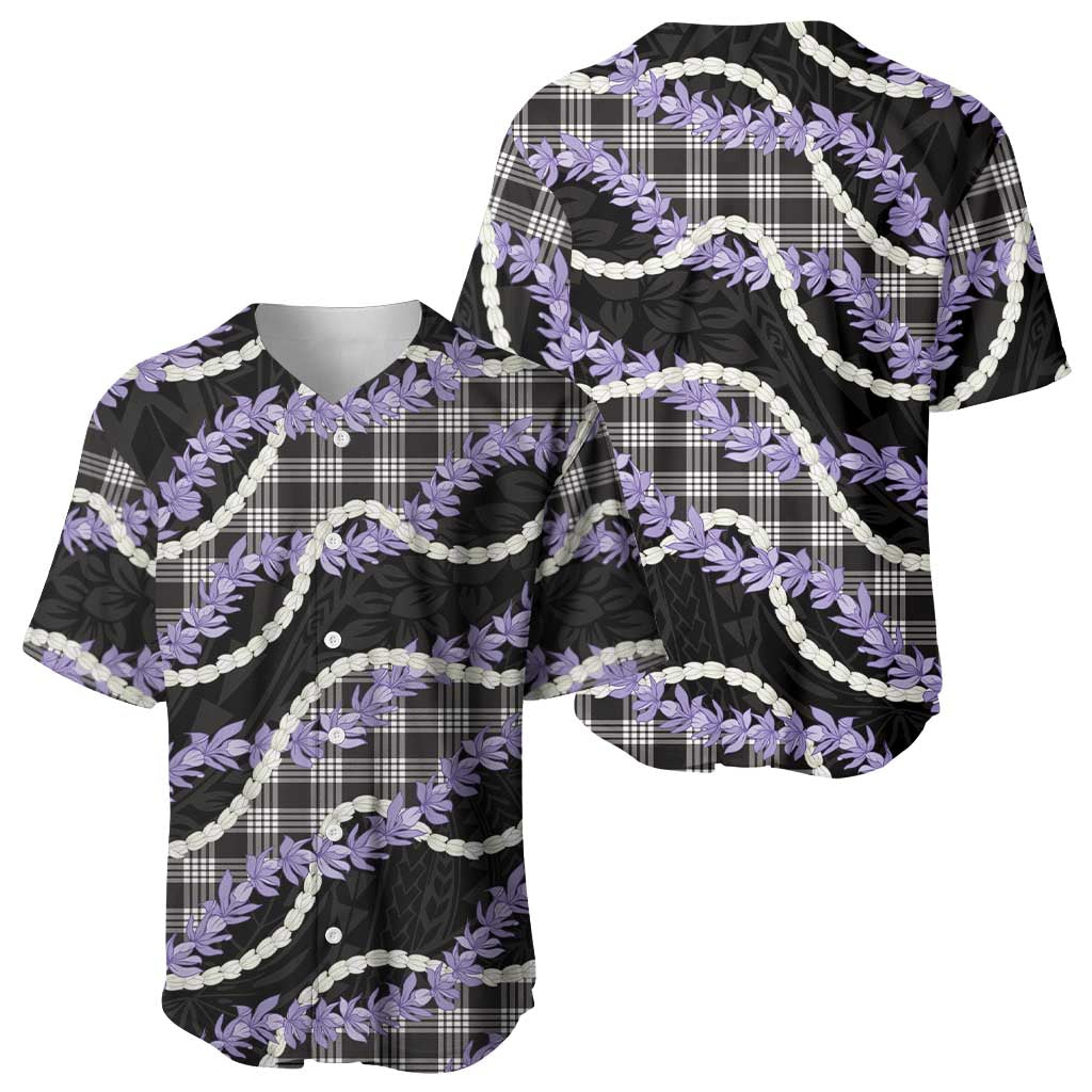 Black Hawaii Palaka Honohono Pikake Baseball Jersey Hawaiian Orchid Lei Polynesian Pattern LT14 - Polynesian Pride