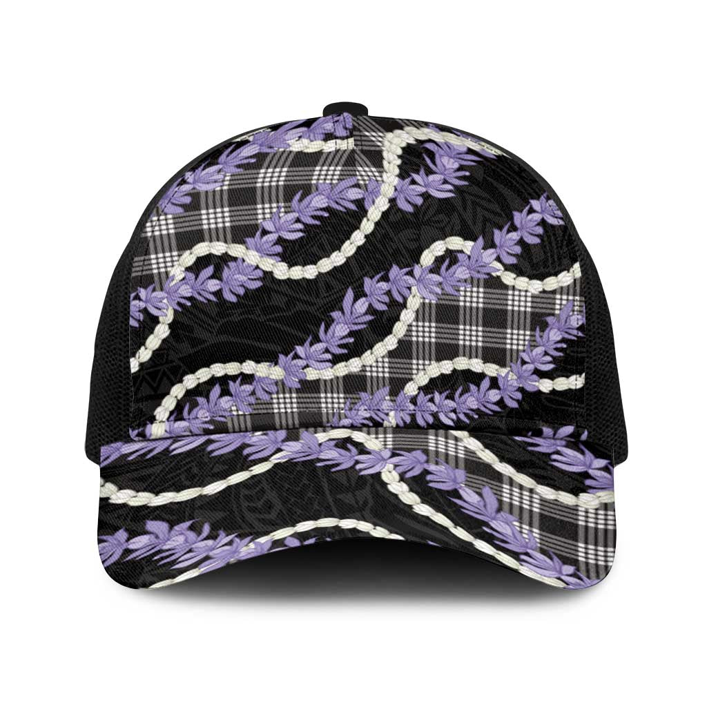 Black Hawaii Palaka Honohono Pikake Baseball Net Cap Hawaiian Orchid Lei Polynesian Pattern LT14 One Size Black Black - Polynesian Pride