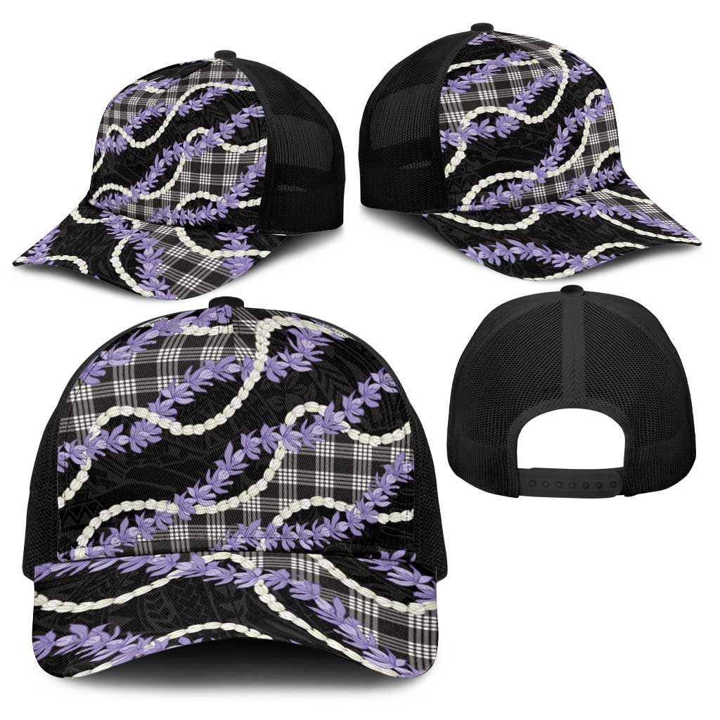Black Hawaii Palaka Honohono Pikake Baseball Net Cap Hawaiian Orchid Lei Polynesian Pattern LT14 - Polynesian Pride
