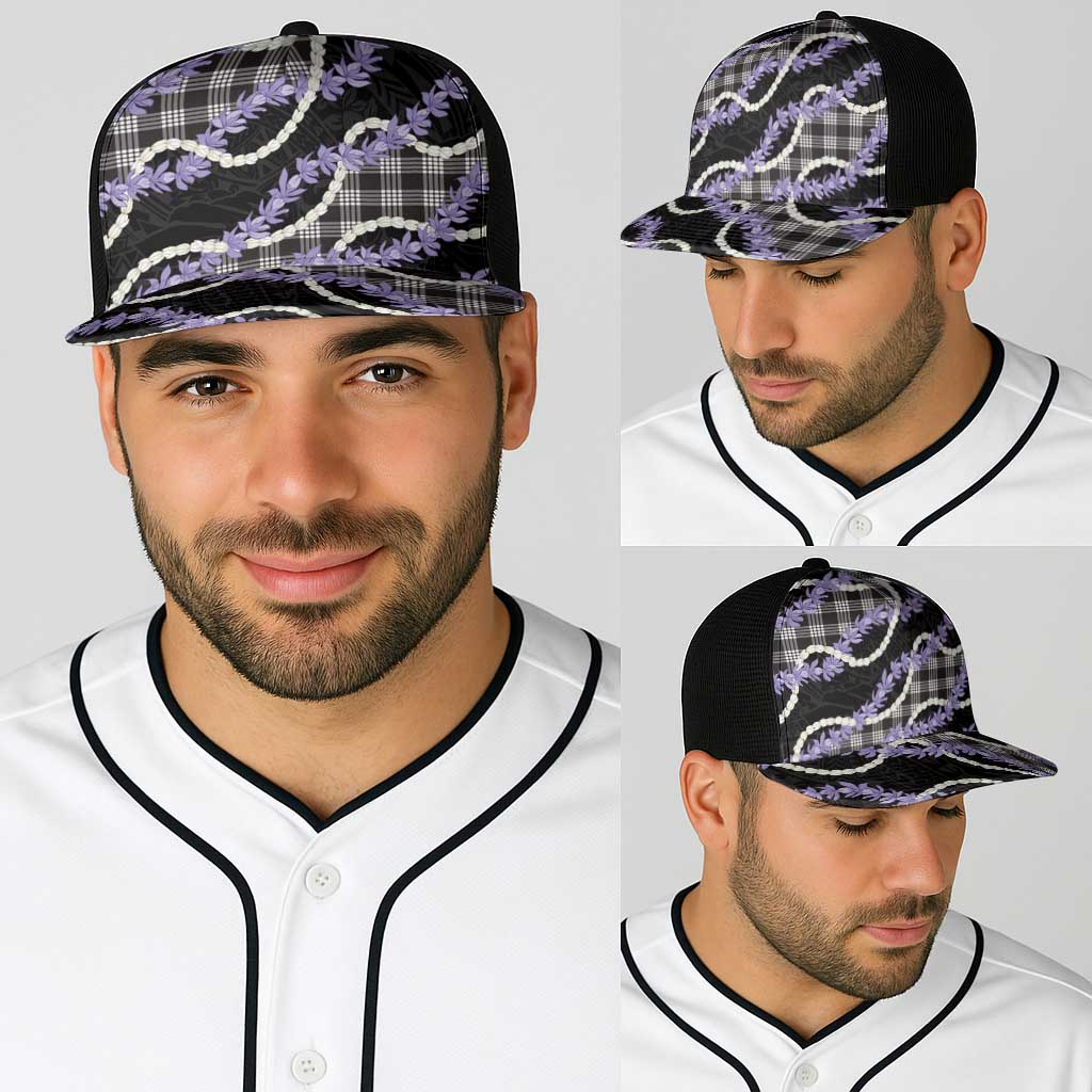 Black Hawaii Palaka Honohono Pikake Baseball Net Cap Hawaiian Orchid Lei Polynesian Pattern LT14 - Polynesian Pride