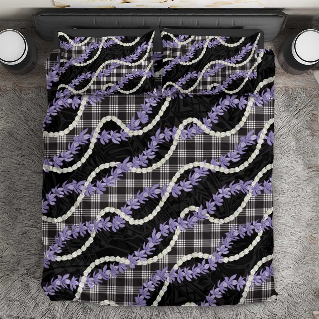 Black Hawaii Palaka Honohono Pikake Bedding Set Hawaiian Orchid Lei Polynesian Pattern LT14 Black - Polynesian Pride