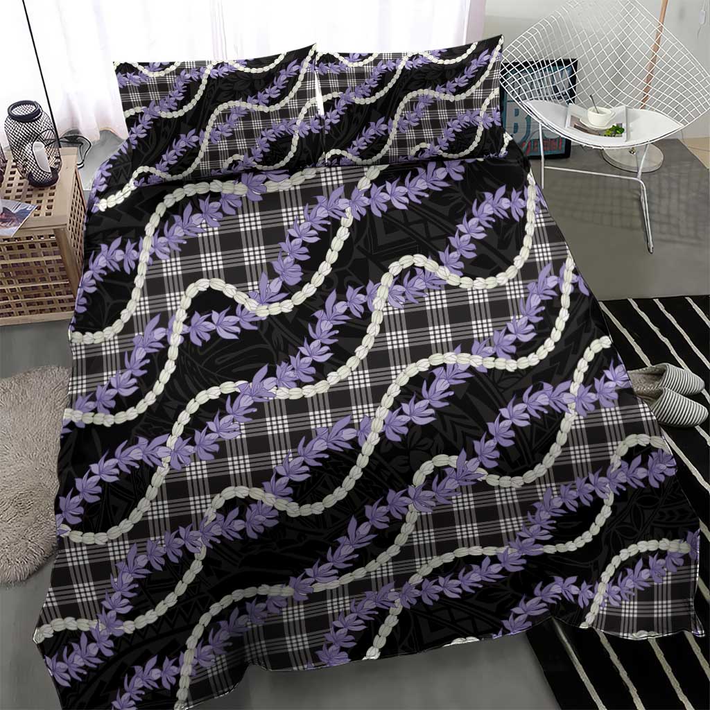 Black Hawaii Palaka Honohono Pikake Bedding Set Hawaiian Orchid Lei Polynesian Pattern LT14 - Polynesian Pride