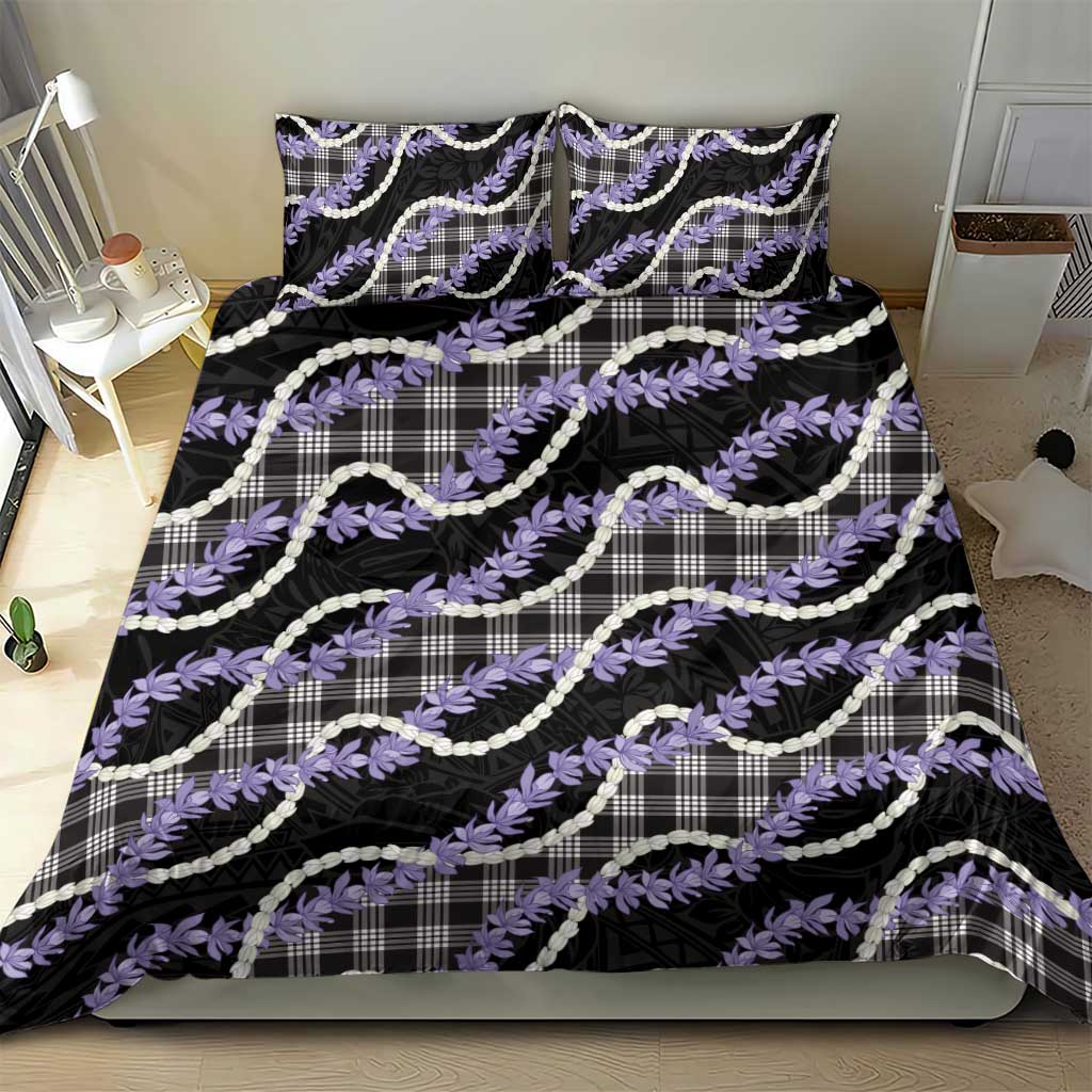 Black Hawaii Palaka Honohono Pikake Bedding Set Hawaiian Orchid Lei Polynesian Pattern LT14 - Polynesian Pride