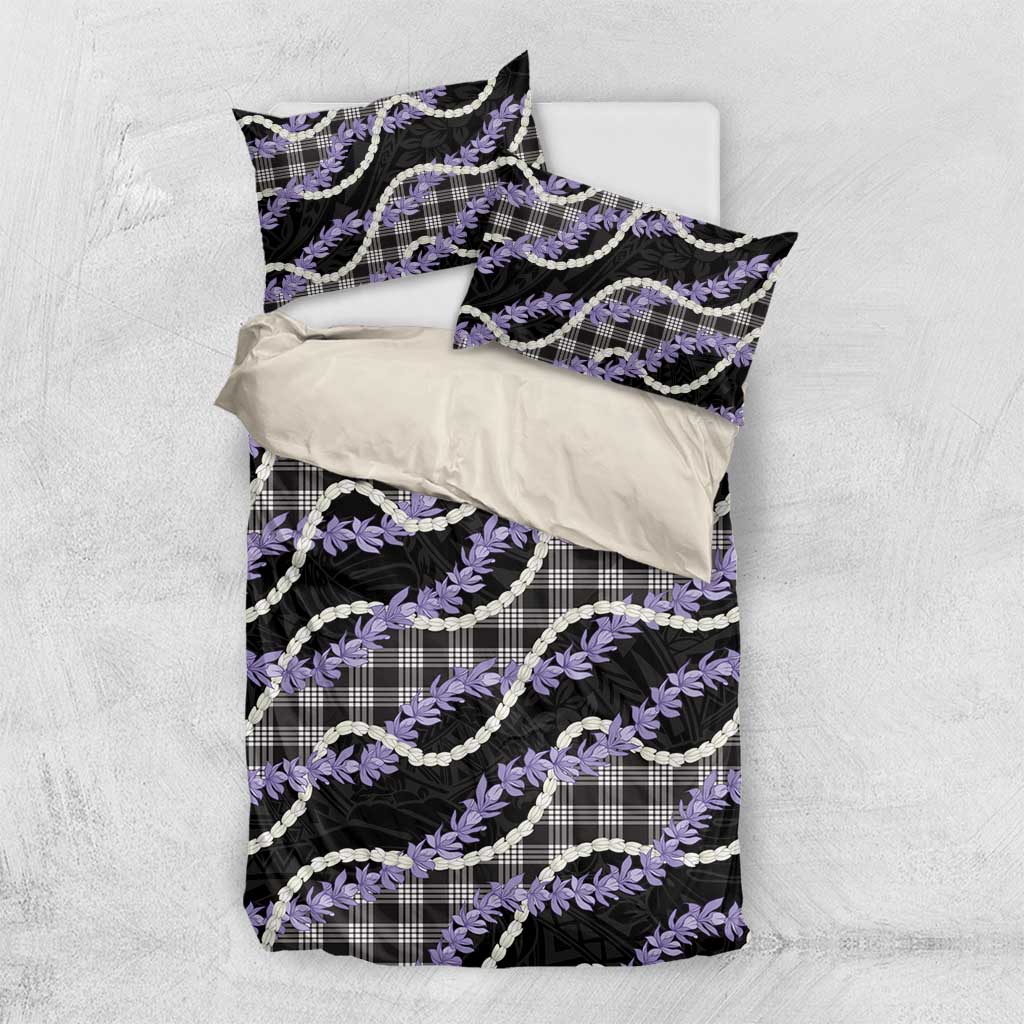 Black Hawaii Palaka Honohono Pikake Bedding Set Hawaiian Orchid Lei Polynesian Pattern LT14 US Twin 172cm x 218cm Black - Polynesian Pride