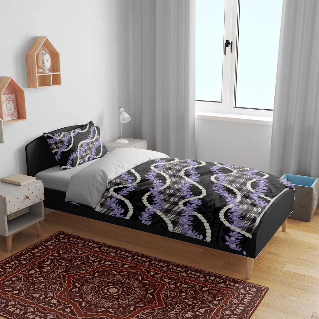 Black Hawaii Palaka Honohono Pikake Bedding Set Hawaiian Orchid Lei Polynesian Pattern LT14 - Polynesian Pride