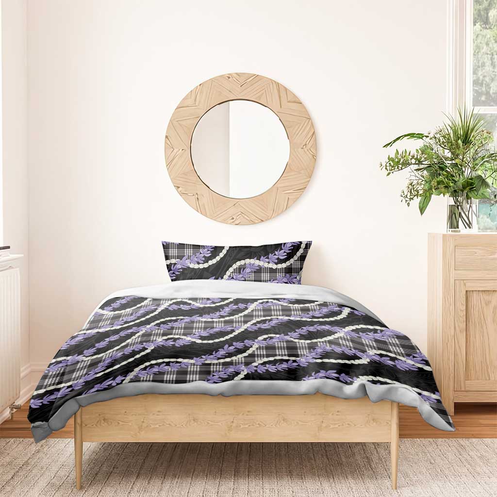 Black Hawaii Palaka Honohono Pikake Bedding Set Hawaiian Orchid Lei Polynesian Pattern LT14 - Polynesian Pride