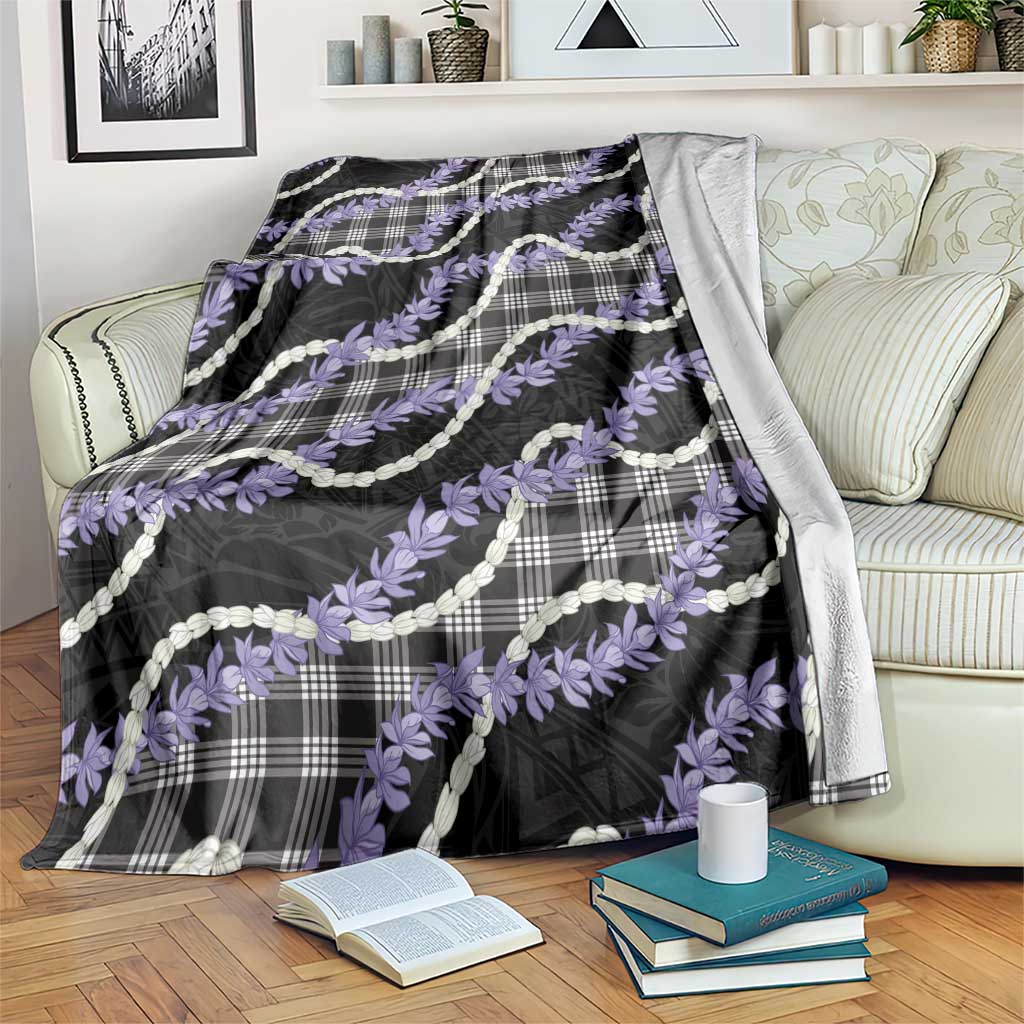 Black Hawaii Palaka Honohono Pikake Blanket Hawaiian Orchid Lei Polynesian Pattern LT14 Black - Polynesian Pride