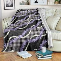 Black Hawaii Palaka Honohono Pikake Blanket Hawaiian Orchid Lei Polynesian Pattern LT14 Black - Polynesian Pride