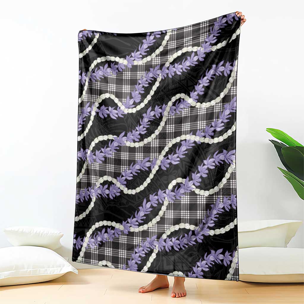 Black Hawaii Palaka Honohono Pikake Blanket Hawaiian Orchid Lei Polynesian Pattern LT14 - Polynesian Pride