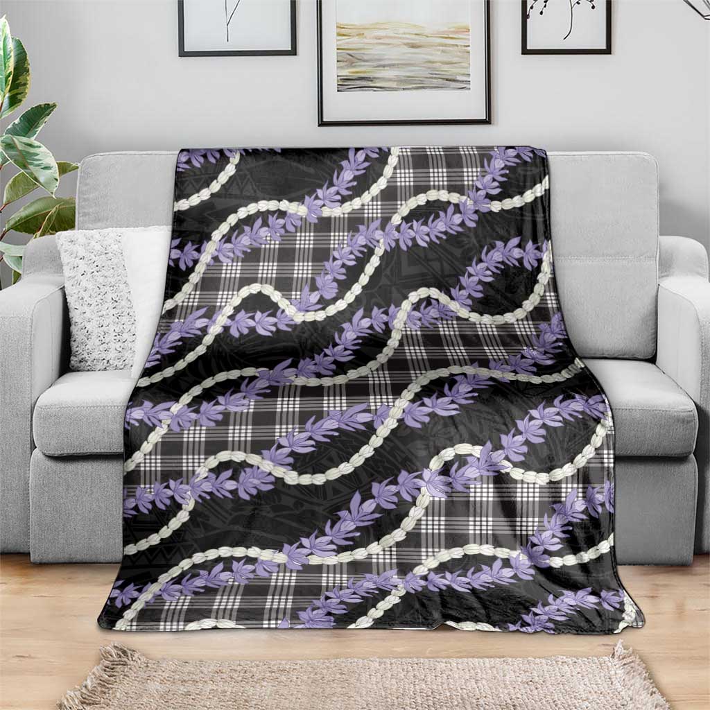 Black Hawaii Palaka Honohono Pikake Blanket Hawaiian Orchid Lei Polynesian Pattern LT14 - Polynesian Pride