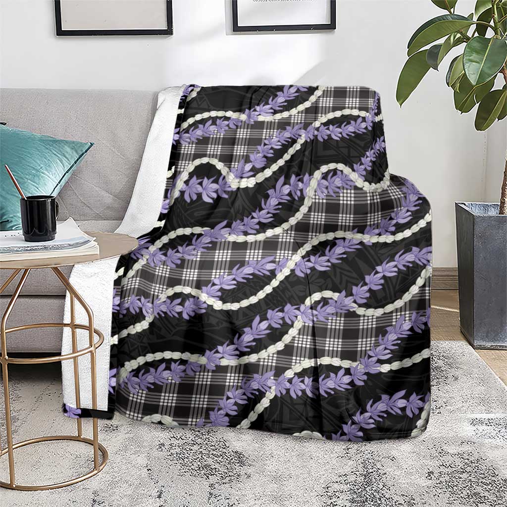 Black Hawaii Palaka Honohono Pikake Blanket Hawaiian Orchid Lei Polynesian Pattern LT14 - Polynesian Pride