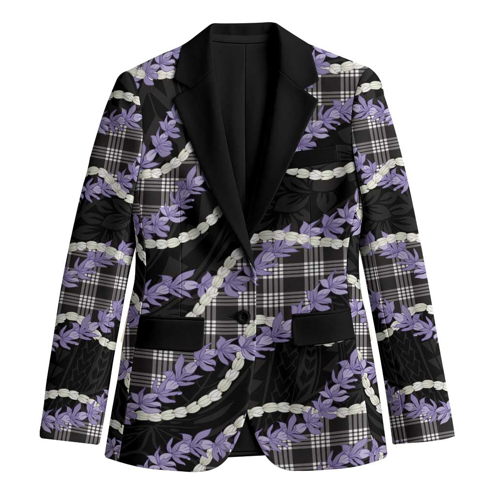 Black Hawaii Palaka Honohono Pikake Blazer Hawaiian Orchid Lei Polynesian Pattern LT14 Unisex Black - Polynesian Pride