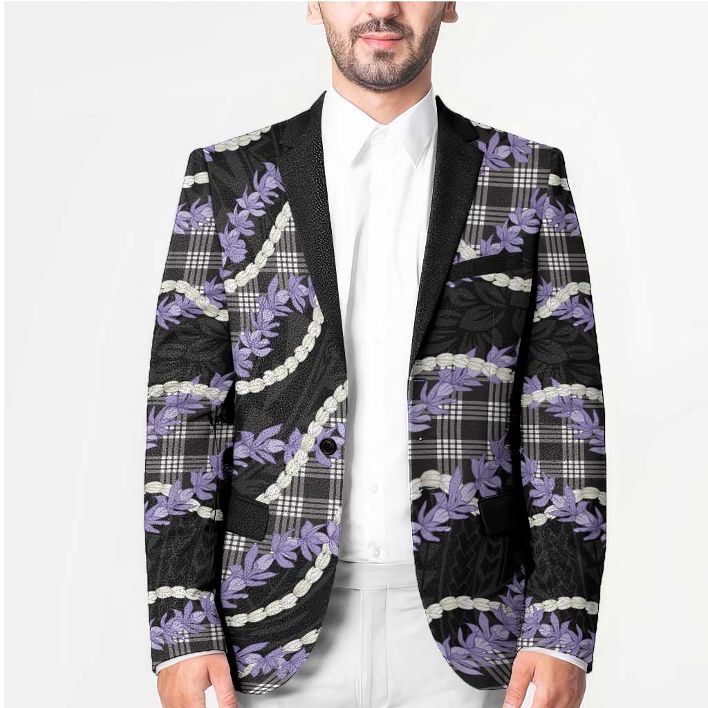 Black Hawaii Palaka Honohono Pikake Blazer Hawaiian Orchid Lei Polynesian Pattern LT14 - Polynesian Pride