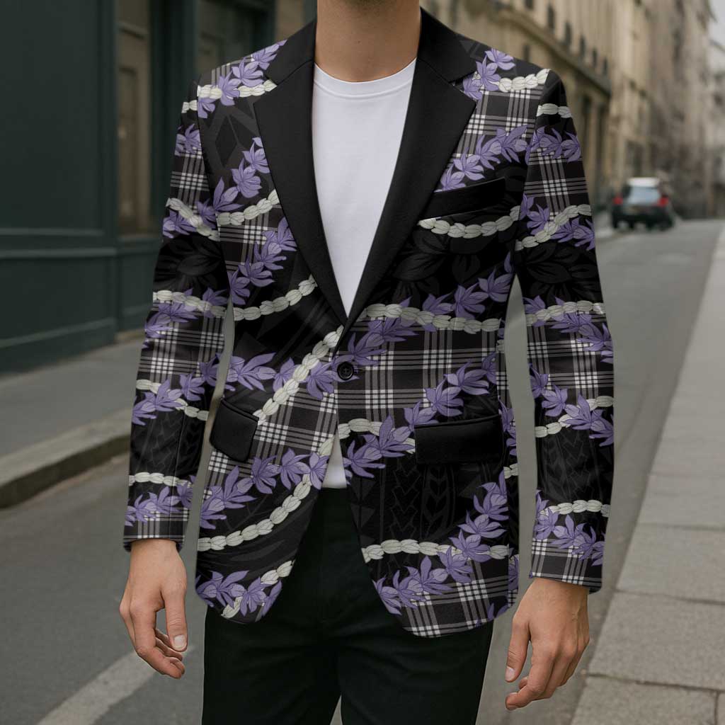 Black Hawaii Palaka Honohono Pikake Blazer Hawaiian Orchid Lei Polynesian Pattern LT14 - Polynesian Pride