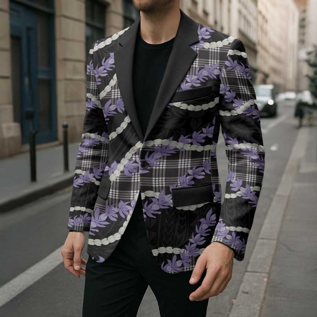 Black Hawaii Palaka Honohono Pikake Blazer Hawaiian Orchid Lei Polynesian Pattern LT14 - Polynesian Pride